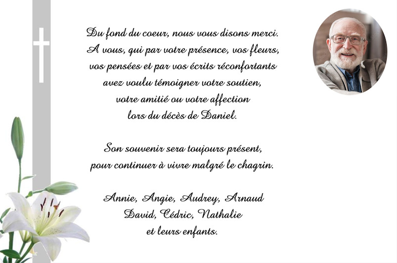 Carte de remerciement décès...