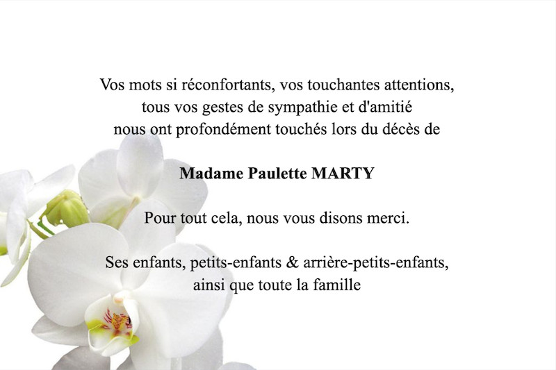 Carte de remerciement décès...