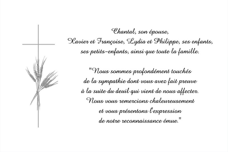Carte de remerciement décès...