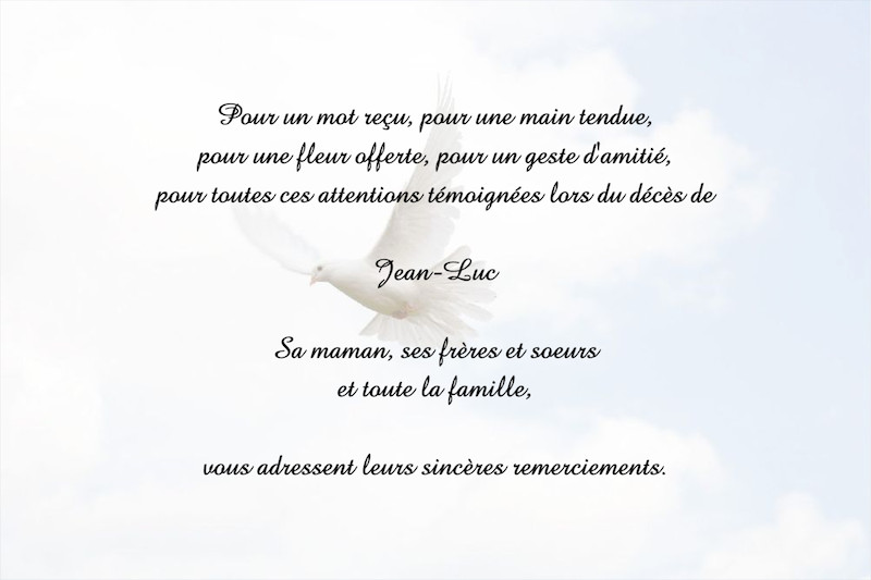 Carte de remerciement décès...