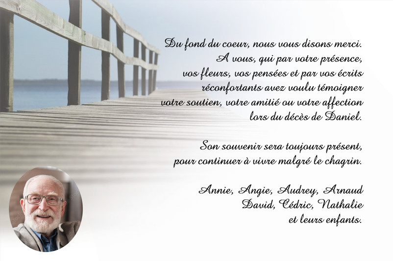 Carte de remerciement décès...