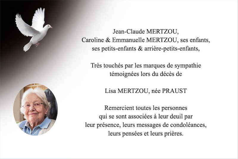 Carte de remerciement décès...