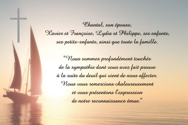 Carte de remerciement décès...