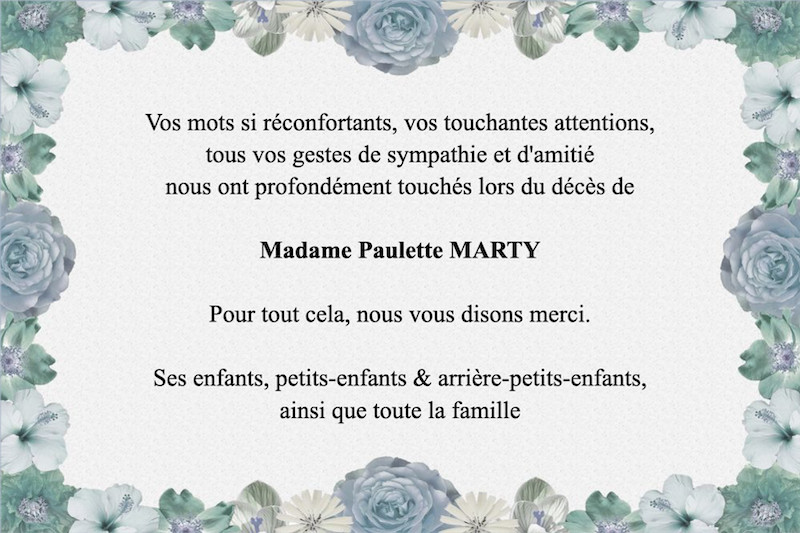 Carte de remerciement décès...