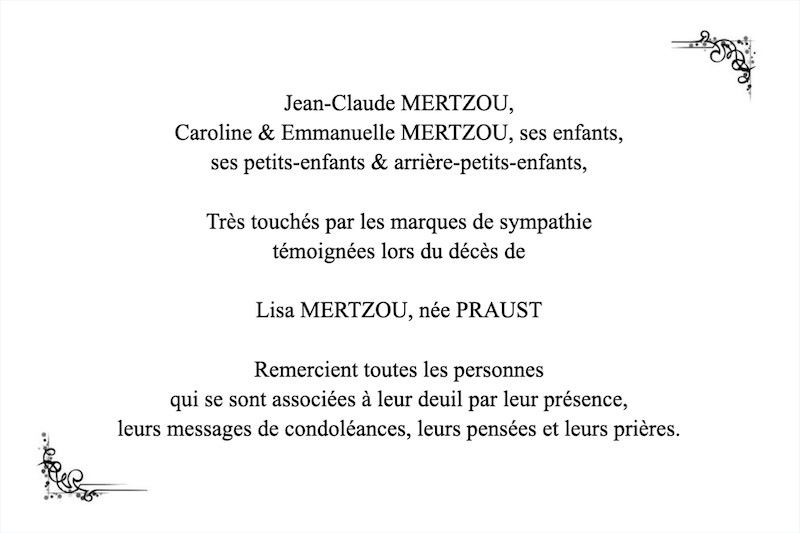 Carte de remerciement décès...