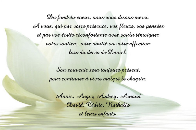 Carte de remerciement décès...