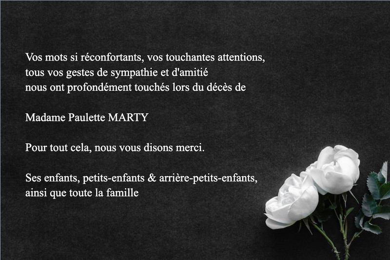 Carte de remerciement décès...